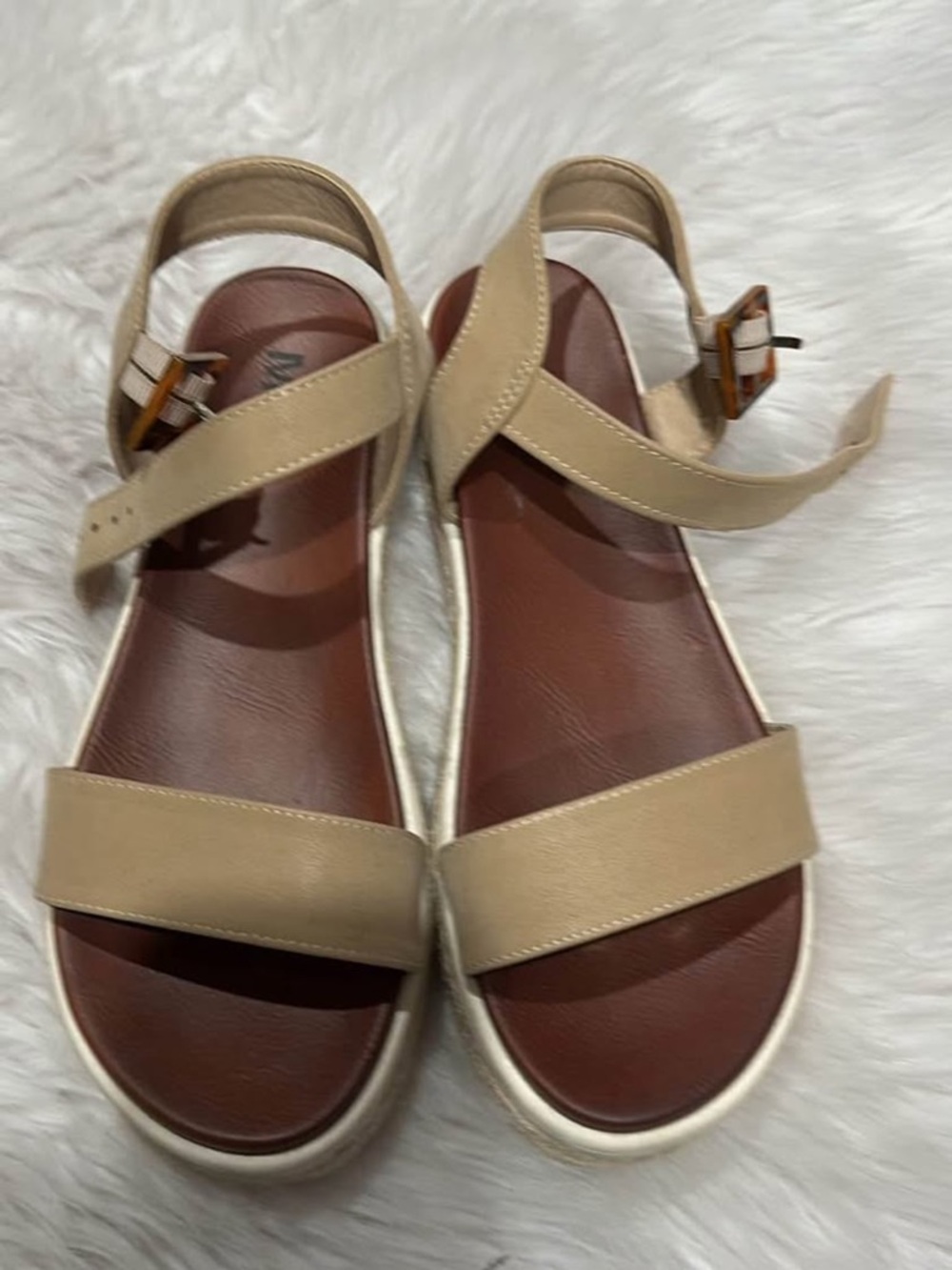 Women’s Beige Sandals with Ankle Strap